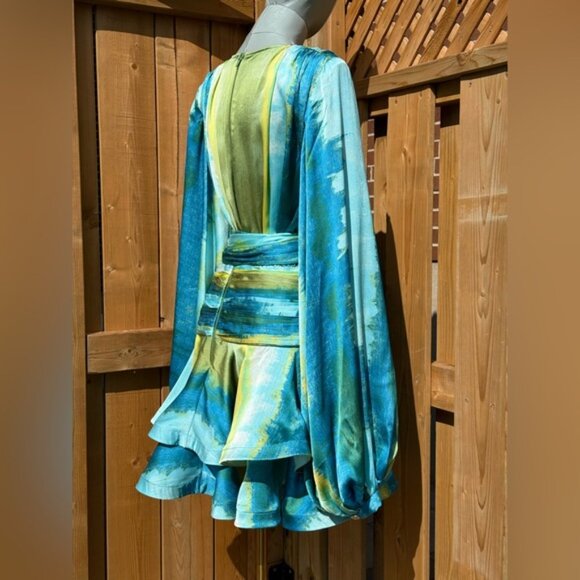 🆕 BRONX & BANCO 🧿 NWOT Bedouin Coastal Mini Dress, Blue Multi - Sz L US 8 - Picture 9 of 16